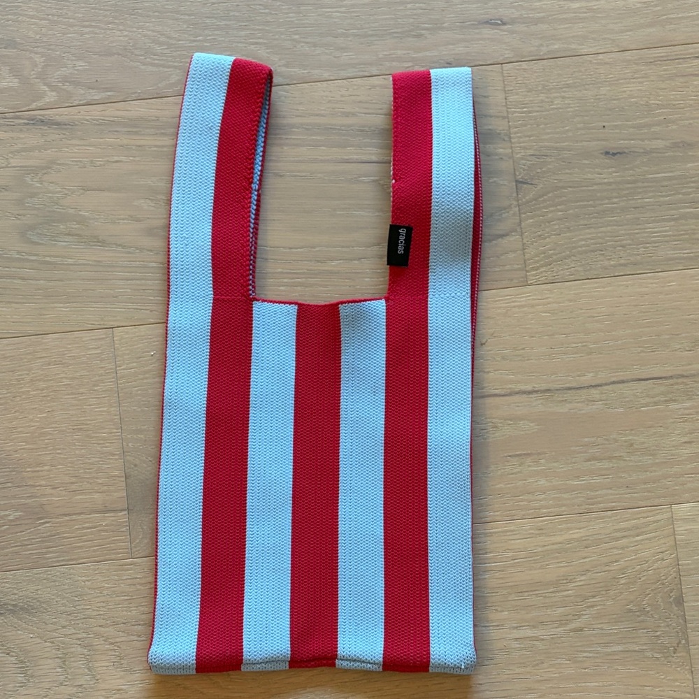 Red and blue  Striped bag